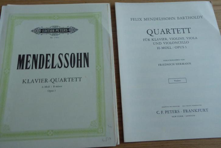 Mendelssohn Klavier-Quartet h-Moll / B minor Opus 3, Muziek en Instrumenten, Bladmuziek, Zo goed als nieuw, Artiest of Componist