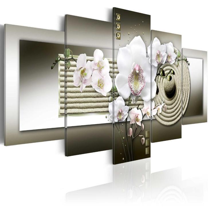313 Spa Orchidee Modern 5 Luik Canvas Schilderij 200x100cm, Antiek en Kunst, Kunst | Schilderijen | Modern, Ophalen of Verzenden