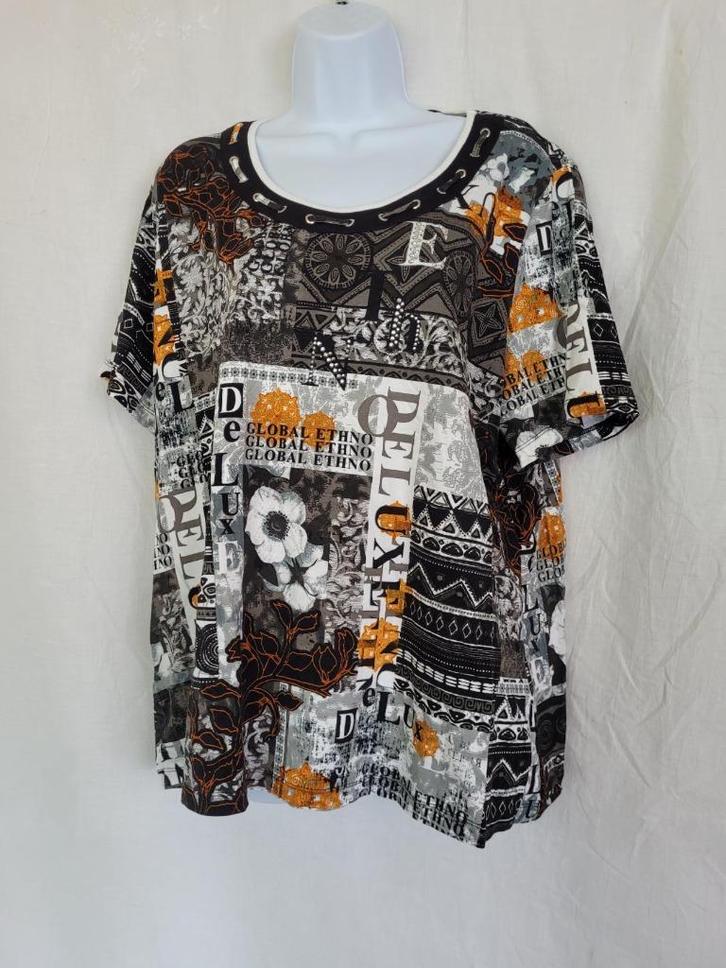 Stoer dames shirt donkere tinten mt XL merk Canda, Kleding | Dames, T-shirts, Zo goed als nieuw, Maat 46/48 (XL) of groter, Zwart