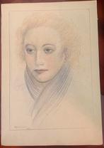 Claes Huisman Art Deco 1940’s tekening van een vrouw., Ophalen of Verzenden