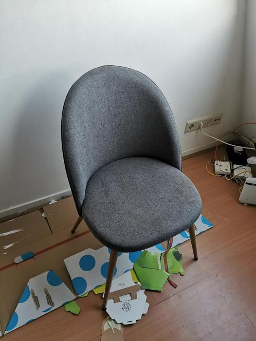 6 Stijlvolle eetkamerstoelen, Huis en Inrichting, Stoelen, Gebruikt, Vijf, Zes of meer stoelen, Stof, Grijs, Ophalen