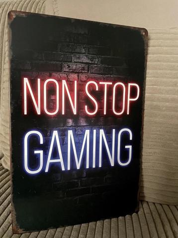 NON STOP GAMING metalen tekstbord (Old Look) beschikbaar voor biedingen