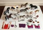 Schleich 10 paarden en veulens met extra onderdelen, Ophalen of Verzenden, Gebruikt