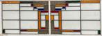 Glas in lood ruiten 2 stuks identiek, Doe-het-zelf en Verbouw, Glas en Ramen, Ophalen of Verzenden, Glas in lood, Minder dan 80 cm