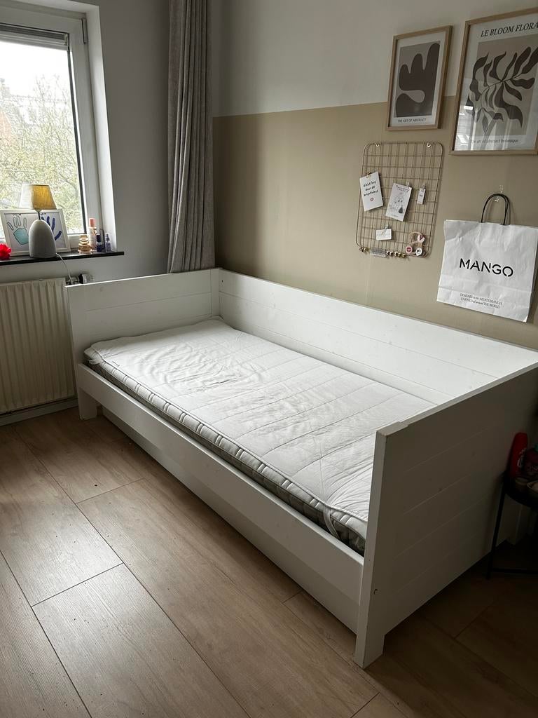 Kajuitbed creme, Ophalen, 85 tot 100 cm, Gebruikt, Lattenbodem