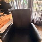 4 Zwarte lederen eetkamerstoelen met armleuningen, Huis en Inrichting, Stoelen, Zwart, Leer, Ophalen of Verzenden, Zo goed als nieuw