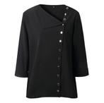 Zwart shirt (chemise trui dames knopen tuniek zomer top), Verzenden, Nieuw, Maat 38/40 (M), Zwart