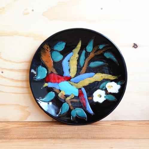 Kleurrijk wandbordje vogel kolibri, Antiek en Kunst, Antiek | Wandborden en Tegels, Ophalen of Verzenden