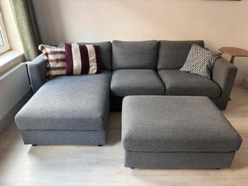 Ikea Vimle 3-zitsbank met chaise longue (hoekbank) en poef beschikbaar voor biedingen