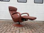 Nette cognac bruine leren relax fauteuil / relax stoel, Huis en Inrichting, Fauteuils, Ophalen, Nvt, Nvt, Nvt