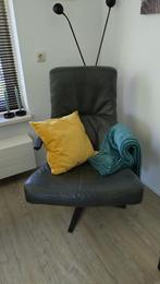 Luxe donkergroene lederen fauteuil, Ophalen, Zo goed als nieuw, Metaal
