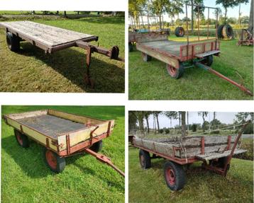 Platte wagen landbouwwagen boerenwagen balenwagen Miedema beschikbaar voor biedingen