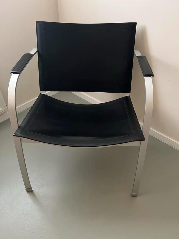Tord Bjorklund Tuigleren stoel, Huis en Inrichting, Stoelen, Gebruikt, Eén, Leer, Zwart, Ophalen