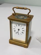 Antieke Victoriaanse Reisklok 1880 Messing werkend + sleutel, Antiek en Kunst, Antiek | Klokken, Ophalen of Verzenden