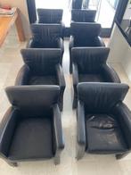 8 x eetkamerstoelen zwart leder, Ophalen, Gebruikt, Zwart, Leer