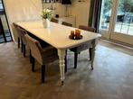 Witte eettafel, uitschuifbaar., Huis en Inrichting, Tafels | Eettafels, 200 cm of meer, 100 tot 150 cm, Gebruikt, Rechthoekig