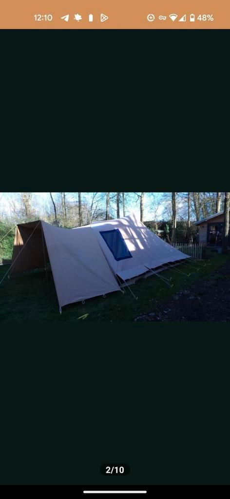 Grote lichtbeige Cabanon (TD 604?) Pyramide / Piramide tent, Caravans en Kamperen, Tenten, tot en met 6, Zo goed als nieuw, Ophalen