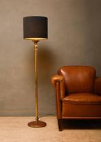 Vintage Gouden Vloerlamp met Zwarte Kap, Huis en Inrichting, Lampen | Vloerlampen, Ophalen, Overige materialen, Gebruikt, 100 tot 150 cm