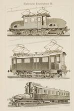 Treinen, locomotieven - Antieke illustratie (ca. 1895), Verzamelen, Spoorwegen en Tramwegen, Trein, Zo goed als nieuw, Kaart of Prent