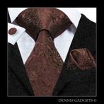 Dennis Gadgets: 100 % zijden stropdas ( 3 delig !! ) DG 3063, Nieuw, Met patroon, Bruin, Ophalen