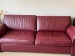 Bordeaux rode leren bank - Gebruikt, Huis en Inrichting, Banken | Bankstellen, Ophalen, Gebruikt, Tweepersoons, Leer
