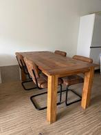 Houten eettafel met stoelen, Ophalen, Gebruikt, Robuust, 4 tot 6 stoelen