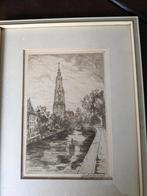 Zeer mooie Ets van de Lange Jan Amersfoort, Antiek en Kunst, Kunst | Etsen en Gravures, Ophalen of Verzenden