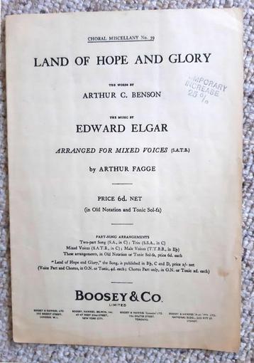 Bladmuziek piano - Land of Hope and Glory - Elgar beschikbaar voor biedingen