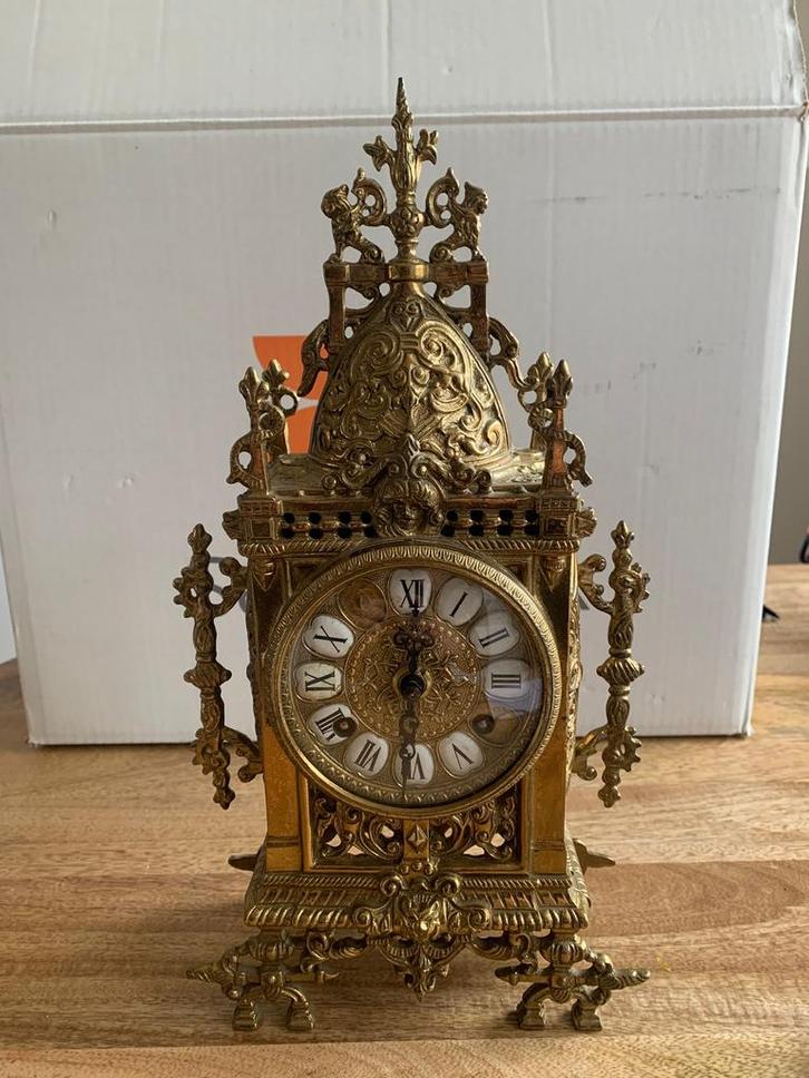 Antieke vergulde klok, Antiek en Kunst, Antiek | Klokken, Ophalen of Verzenden