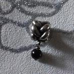Pandora hangertje met onyx in nieuwstaat.RETIRED, Verzenden, Zo goed als nieuw, Zilver, Pandora