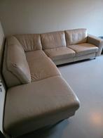 GRATIS crème leren hoekbank met gebruikerssporen, Huis en Inrichting, Banken | Bankstellen, Ophalen, Gebruikt, Vierpersoons of meer