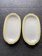 2 belegschaaltjes Petrus Regout geel pastel aardewerk, Ophalen of Verzenden