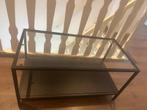 Lage sidetable staal en glas, Huis en Inrichting, Tafels | Sidetables, Ophalen, 100 tot 150 cm, Glas, Zo goed als nieuw