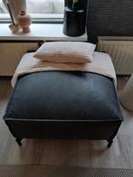 Antracietkleurige leren poef, Ophalen, Metaal, Vierkant, 75 tot 100 cm