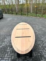 Ovaal eettafel 300x105x4 verjongd eiken rustiek, Ophalen, 100 tot 150 cm, Eikenhout, Vijf personen of meer