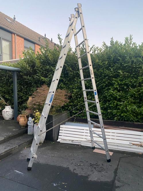 3-delige Aluminium Ladder - 10,5 Meter, Doe-het-zelf en Verbouw, Ladders en Trappen, Zo goed als nieuw, Ladder, 4 meter of meer