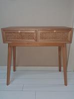 Sidetable met 2 lades - lichte houtlook, Ophalen, 25 tot 50 cm, Rechthoekig, 100 tot 150 cm