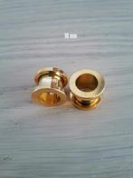 Nieuwe tunnels, pluggen. Staal. Goud. 2, 2.5, 3, 4, 5, 6, 10, Ophalen of Verzenden, Zo goed als nieuw, Staal, Oor- of Traguspiercing