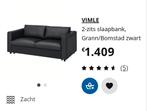 VIMLE zwarte leren 2-zits slaapbank Ikea, Huis en Inrichting, Ophalen, Zwart, Tweepersoons, 140 cm