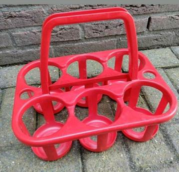 CURVER,Flessenrek,6 flessen,ROOD,1970,kunststof,RETRO,fles beschikbaar voor biedingen