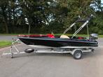 Mooie Fyber fleet F-100 boot met motor en trailer, Watersport en Boten, Minder dan 70 pk, Benzine, Buitenboordmotor, Polyester