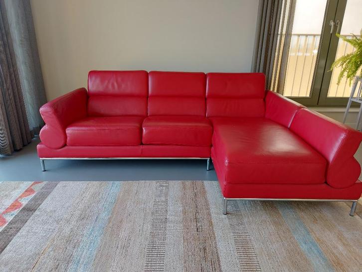 Design hoekbank, Huis en Inrichting, Banken | Bankstellen, Gebruikt, Hoekbank, Driepersoons, 200 tot 250 cm, 75 tot 100 cm, Leer