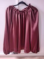 Donkerbruine satijnen blouse met ballonmouw., H&M, Ophalen of Verzenden, Bruin, Zo goed als nieuw