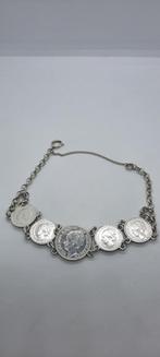 Zilveren armband met Wilhelmina munten - Stil Verzet, Ophalen of Verzenden