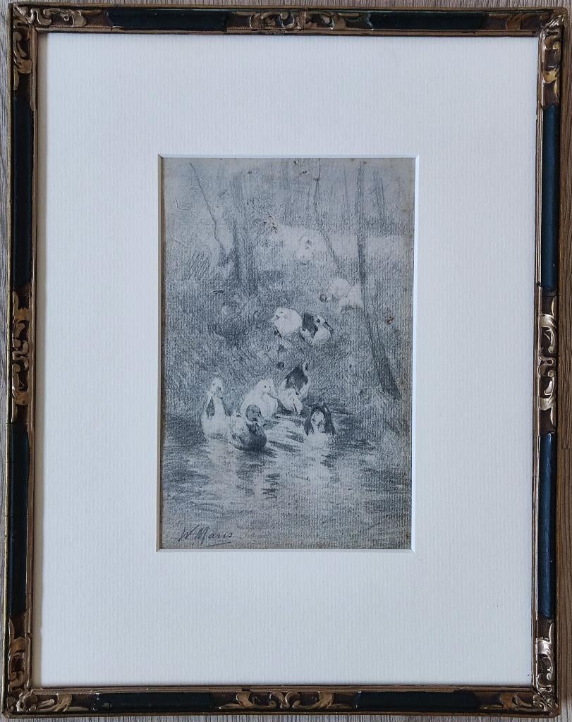 Willem Maris (1844-1910) - Eenden aan de waterkant, Ophalen of Verzenden