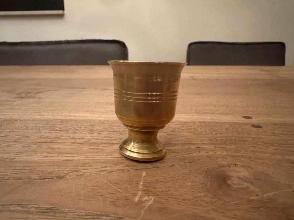 Miniatuur koperen aphothekers vijzel, Ophalen of Verzenden