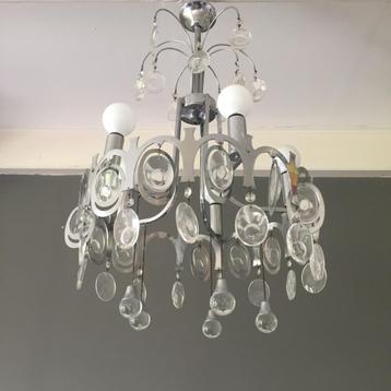 Vintage chroom en kristal kroonluchter Sciolari jaren 60 70 beschikbaar voor biedingen