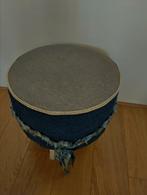 Leuke retro opberg poefje/krukje met jeansstof, Huis en Inrichting, Ophalen, Minder dan 50 cm, Rond, Minder dan 50 cm