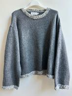 FEELKOO trui grijs met detail boorden mt TU