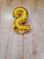 Gouden folie opblaas ballon cijfer 2, Ophalen of Verzenden, Versiering, Verjaardag